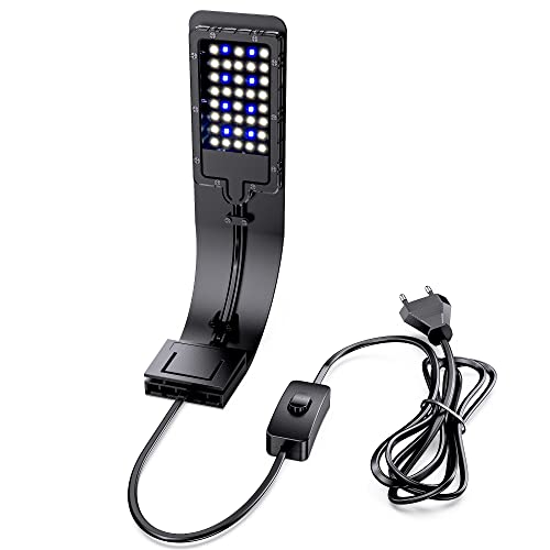 NICREW LED Aquarium Beleuchtung Leuchte Clip, Ultradünnes Aquarienleuchte mit Weiß und Blaulicht,...