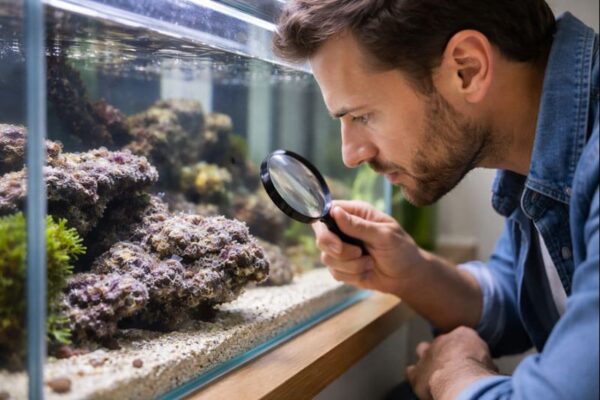 Glasrose auf Lebendgestein im Meerwasseraquarium