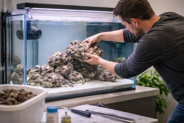 Lebendgestein richtig einsetzen und im Aquarium platzieren Platzierung von Lebendgestein im Meerwasseraquarium beim Aquascaping